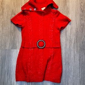Red silvery toddler sweater dress